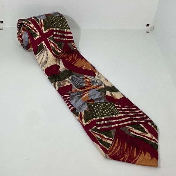 Karl Lagerfield Paris Vintage World Flags Mens Silk Tie - Picture 5 of 5